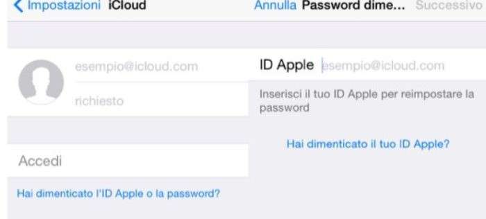 recupero password id apple