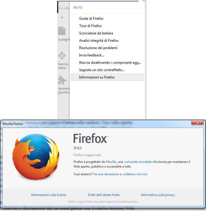 controllare aggiornamenti firefox