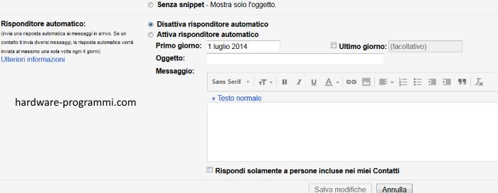 risponditore automatico gmail