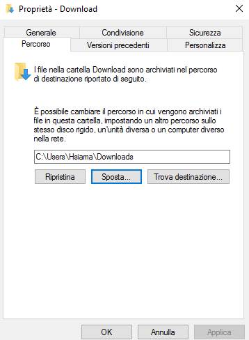 cambiare percorso download microsoft edge