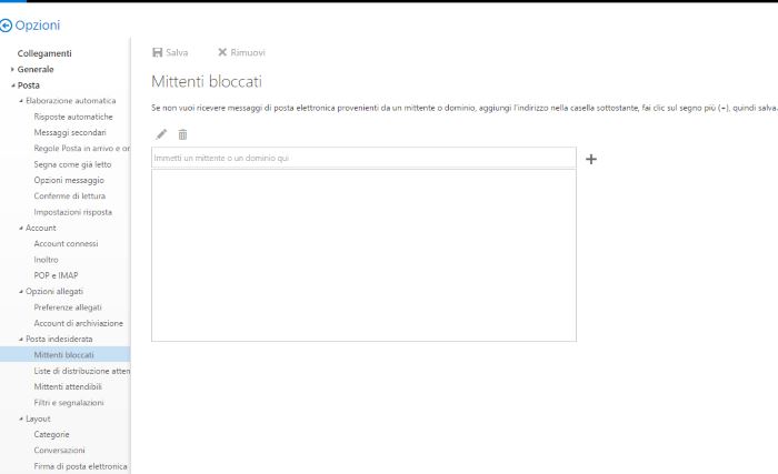 bloccare mittenti outlook