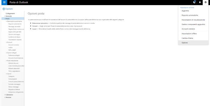 impostazioni outlook microsoft
