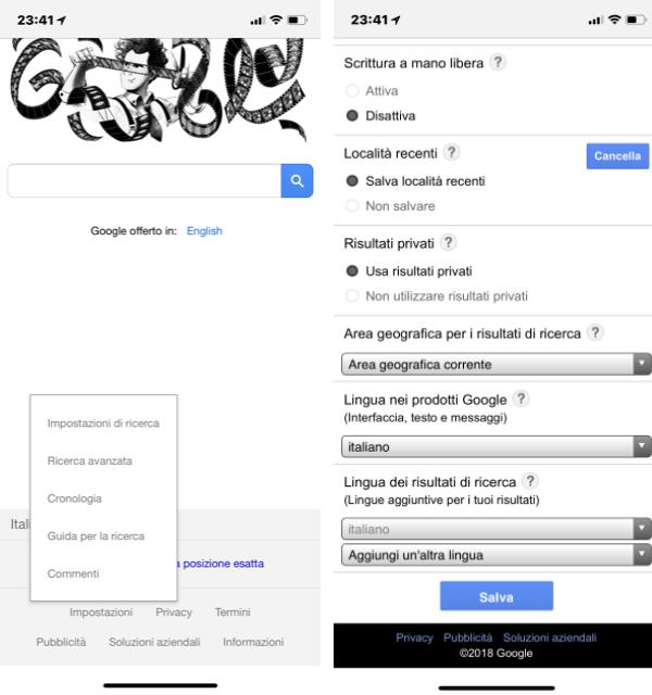 cambiare lingua google mobile