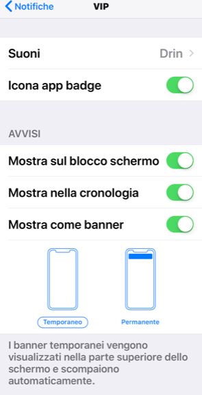 notifiche push ios visualizzazione