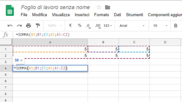 somma piu celle in una volta