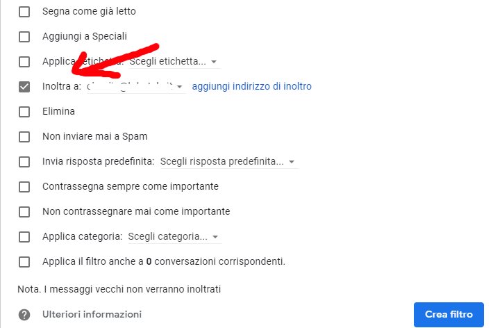 inoltro automatico messaggi gmail