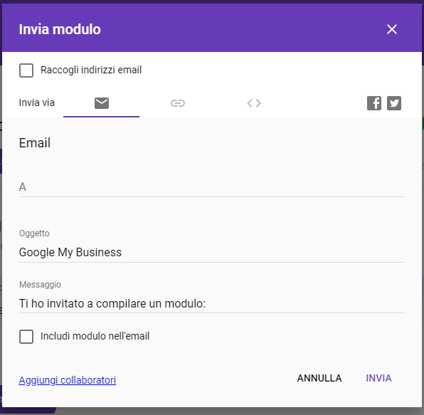 come inviare questionari google