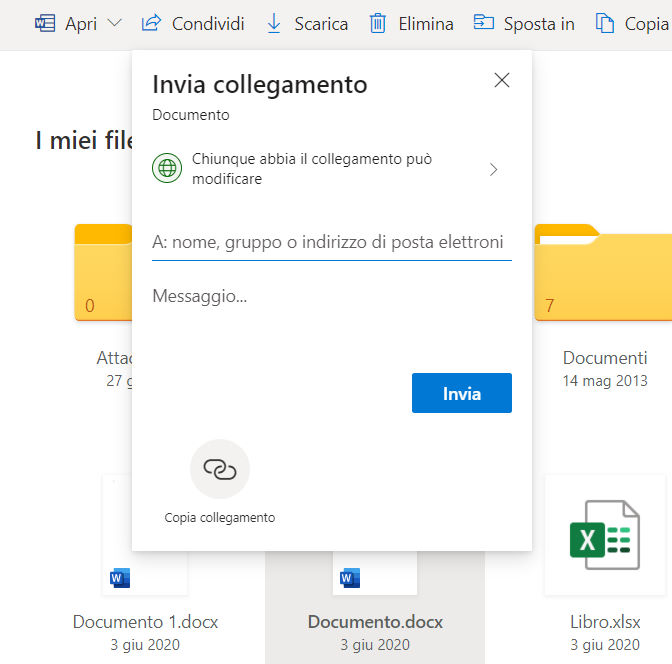 onedrive condivisione foto video