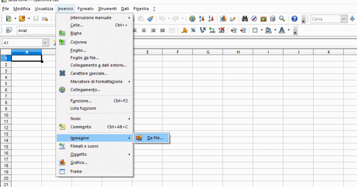 inserisci immagini openoffice
